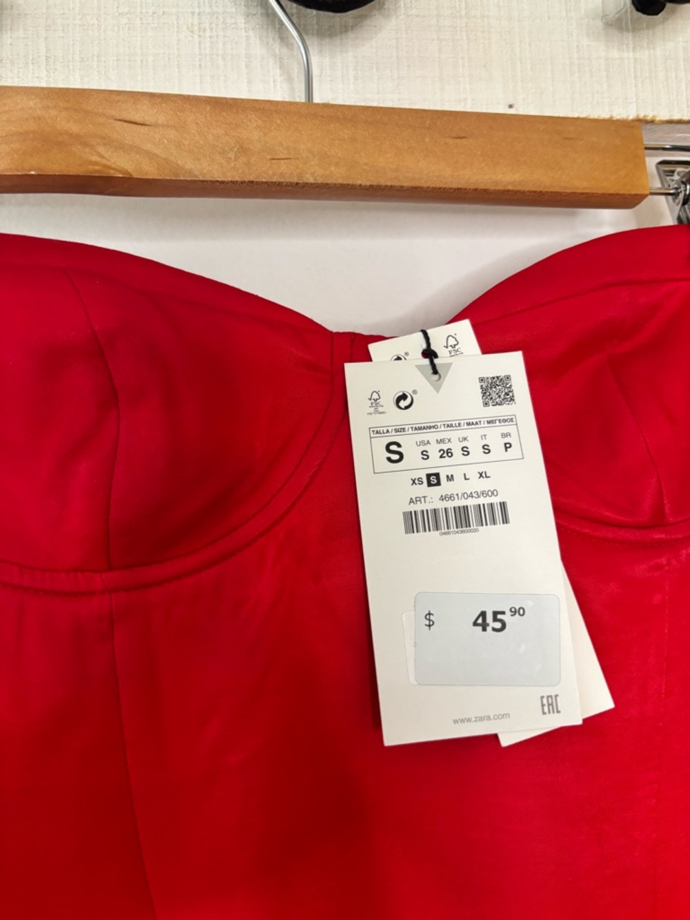 Zara Red Strapless Bustier Top NWT - Picture 5 of 11
